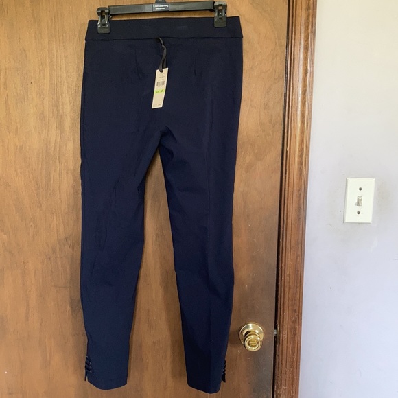 Emaline navy blue pull on pant with stretch design detail at hemline 4P - Picture 9 of 13